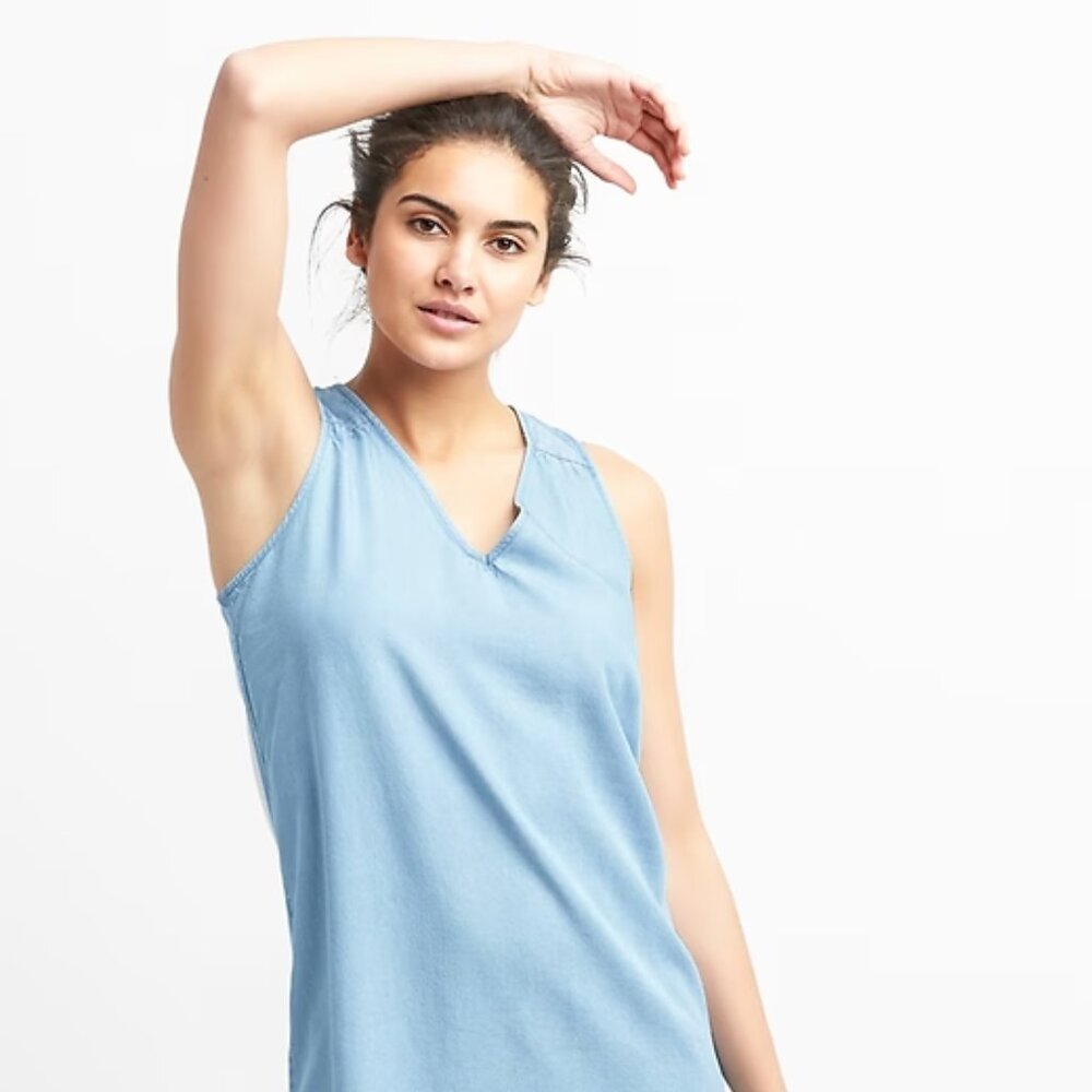 Gap TENCEL™ Sleeveless V-Neck Shift Dress